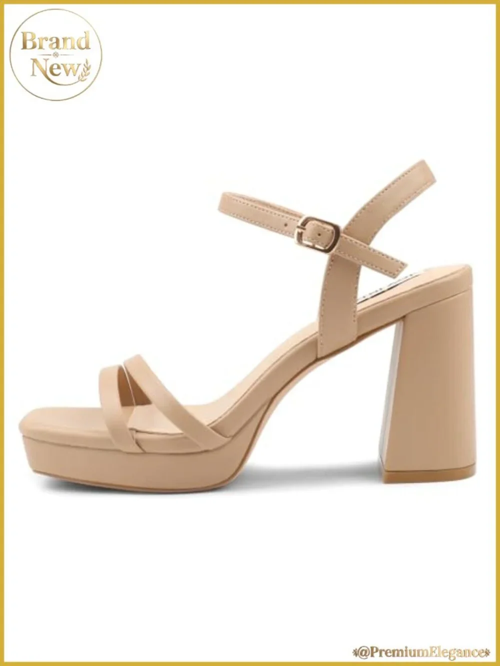 Women's Platform Sandals Chunky Block Heel Ankle Strap Buckle Square Toe